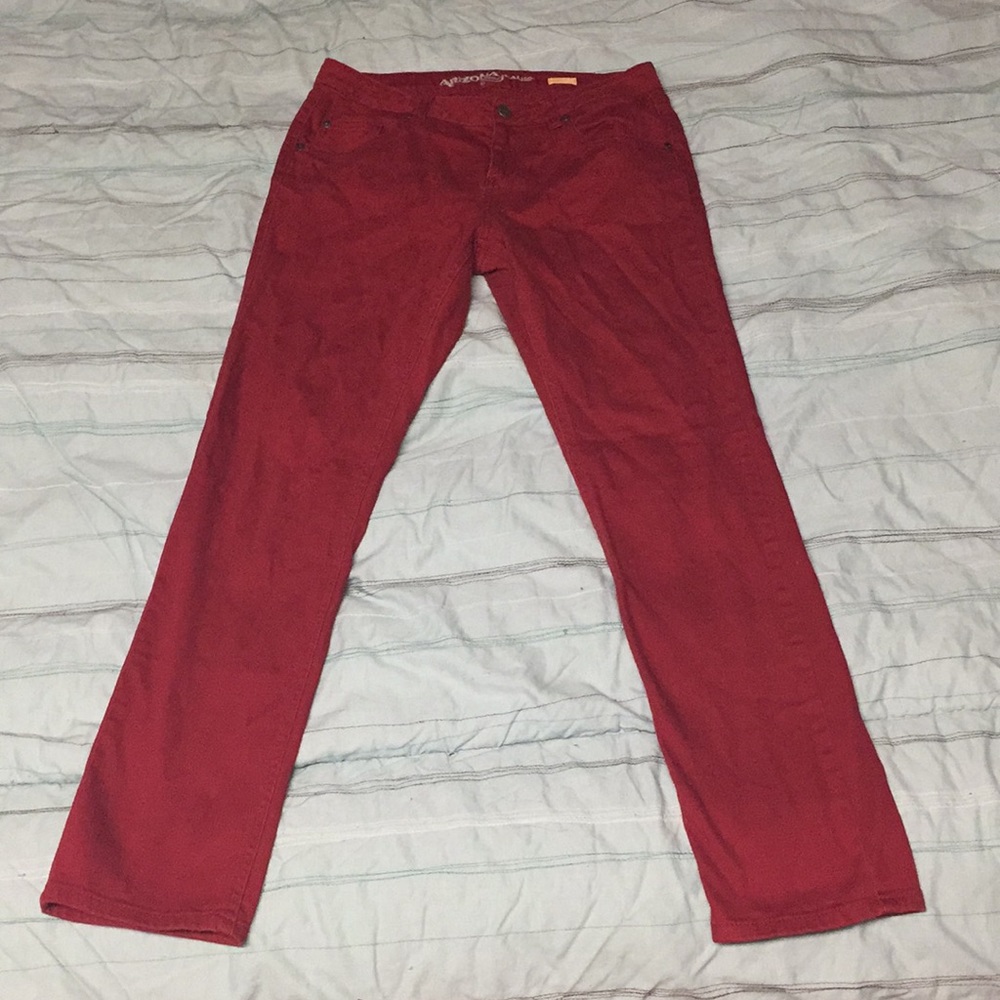 Burgundy skinny jeans